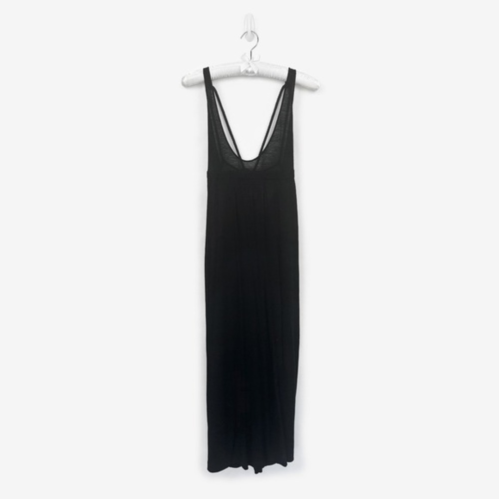 Stella McCartney Open Back Maxi Dress Size 44 Black Flowy Boho Minimalist Resort